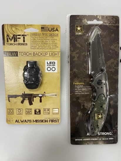 New MFT Tactical Torch Backup Light & Army Strong