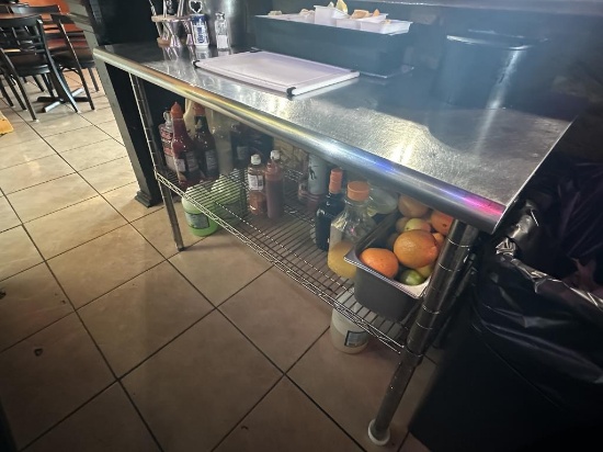 Stainless Steel Restaurant or Bar Table with Shelf