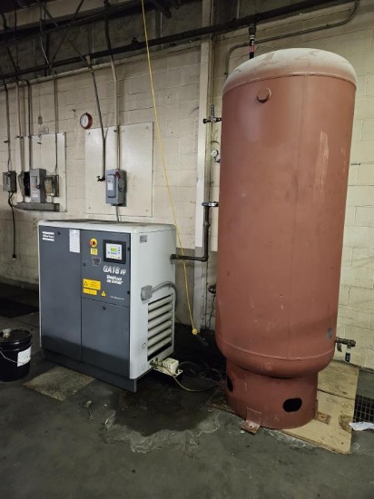 Atlas Copco GA18 FF Work Place Air System + Tank