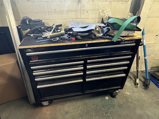 Husky Tool Chest w/ Craftsman Vise & Contents - Gr