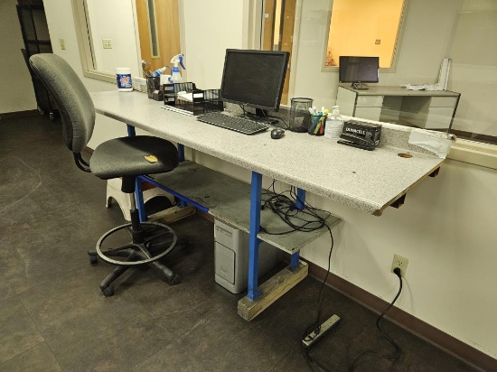 Elevated Work Station 8ft x 3.5ft w/ Office Chair