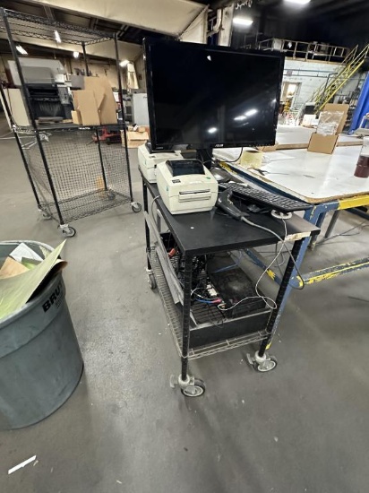 Mobile Computer Work Station - 27" Monitor, Label