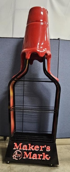 Maker's Mark Bottle-Shaped Wire Shelf Display