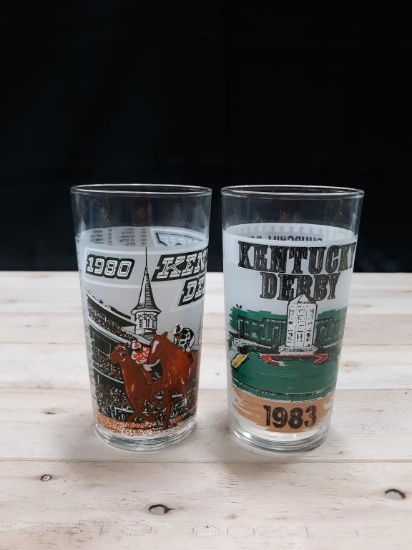 Kentucky Derby 1980 & 1983 Collectible Glasses (2)
