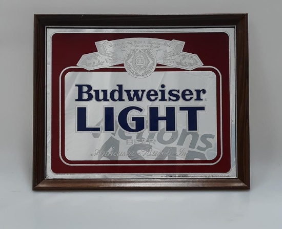 Budweiser Light Logo Bar Mirror - Framed