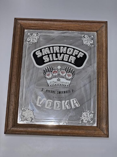 Smirnoff Silver Vodka "Crown" Bar Mirror - Framed