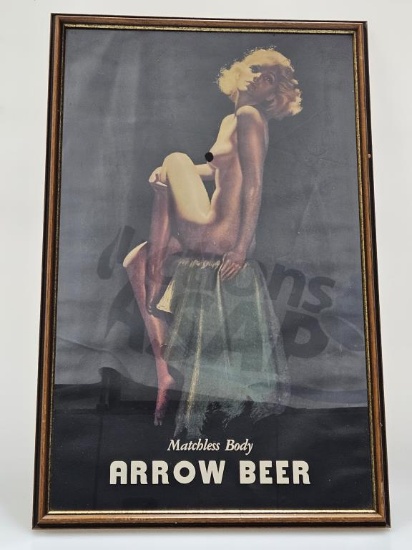 Arrow Beer "Matchless Body" Nude Pose Bar Mirror