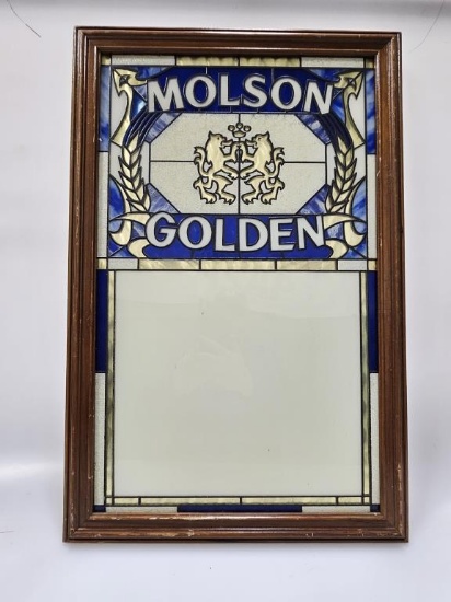 Molson Golden Stained Glass Menu Board Mirror