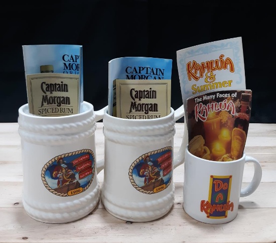 Ceramic Capt. Morgan & Kahlua Mugs + Promo