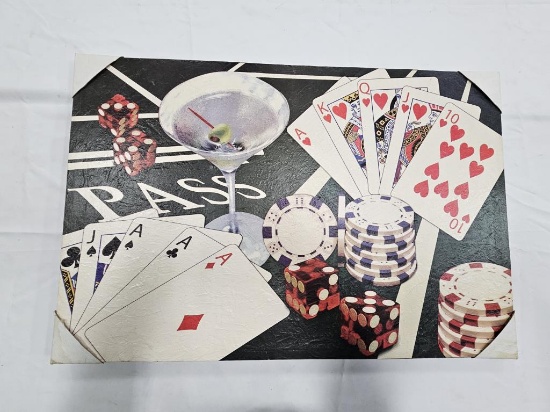 Casino Table Dice, Poker & Martini Wall Print