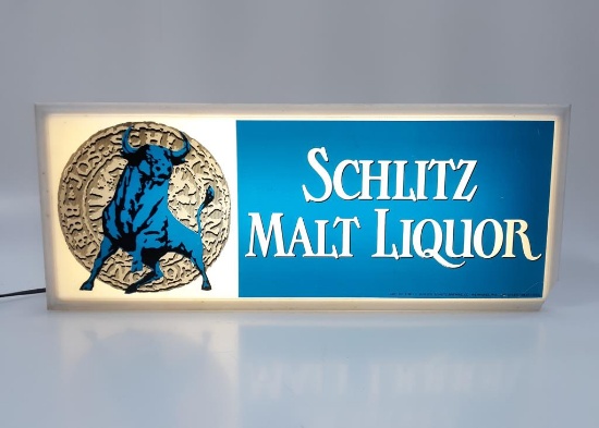 Schlitz Malt Liquor "Bull" Light Box Sign - Works