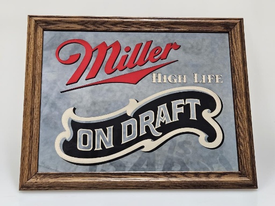 Miller High Life "On Draft" Bar Mirror - Framed