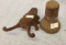 Cast iron Beetle Boot scraper and a corn pedestal
