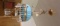 Hanging Blue Glass Lamp with Crystals and Brass Trim