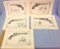 Set of Six Prints of Colt Pistols from San Francisco Gun Exchange dated 1950