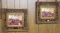 Pair of Fox Hunting Scenes painted on porcelain in gold highly carved frames  17 by 20