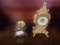 Unusual Metal Desk Top Clock and French porcelain face wind up clock
