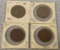 Four 1800's large Braided Hair One Cent Pieces
