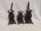 Three miniature pot belly wood stoves 9 tall