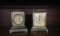 Two early Key wind Alarm Clocks in white metal, German   6 tall