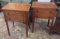 Pair of early Cherry 2 drawer Side Stands with dovetailed drawers and pegged construction on turn le