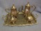 Silver plate 5 piece Tea Set with Tray - tray engraved Grand Champion Cow with Natural Calf 1992