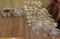 Large Collection of gold trimmed Glassware including stemware, bowls and plates  approx 50 pieces