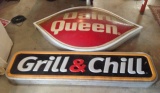 Two Dairy Queen Lighted Signs, one oval, one rectangle