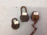 WB Brass Lock with no key, American Lock Co with no key and Lever Lock with no key