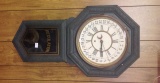 Regulator Calendar Clock with key and pendulum 33 long in original green paint