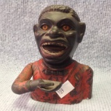 Mechanical Black Memorabilia Bank marked 1883 made by Shepard Hardware Co, NY  7 tall