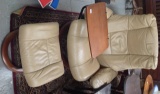 Leather Reclining and Swivel Chair with ottoman