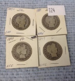 Four Barber Half Dollars