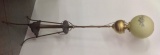 Iron and Brass ornate Piano Lamp with hand painted glass globe 70 tall