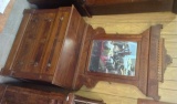 Mirrored back three drawer Victorian Dresser with tear drop pulls in original condition 79 by 40 by