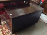 1800's Dovetailed Blanket Box on turned foot in original finish 25 by 38 by 19