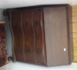 Serpentine Front, claw foot Ladies Secretary Desk , original finish fitted interior 43 by 34