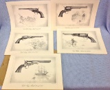 Set of Six Prints of Colt Pistols from San Francisco Gun Exchange dated 1950