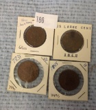 Five Draped Hair Large One Cent Pieces
