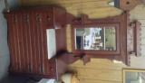 Marble insert Dresser with carved mirror Top 76 by 38 by 18