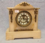 Marble Key Wind ornate French Clock  13 tall
