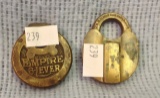Two Brass Locks, no key - one is Empire 6 lever