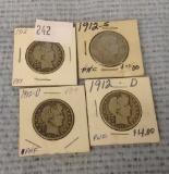 Four Barber Half Dollars