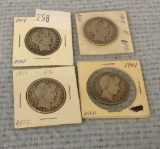 Four Barber Half Dollars