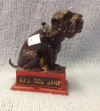 Bull Dog Mechanical Bank in original Paint 7 tall