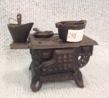 Queen decorated miniature Cast Iron Stove 4 tall