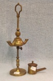 Adjustable Brass Reading Lantern and kerosene can