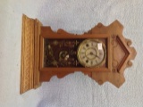 Ornate carved oak Kitchen Clock Key wind 21 tall