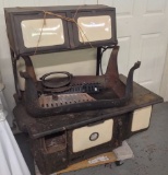 Early 1900's Porcelain and Iron Cook Stove 53 by 40 by 23