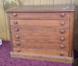 Six drawer Walnut Spool Cabinet with finger jointed  drawers and original finish 23 by 29 by 19